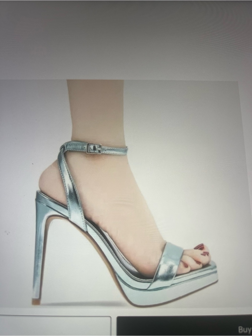 BCBGeneration Women's Caroline Platform Sandal, Oasis Metallic Blue size 8.5M